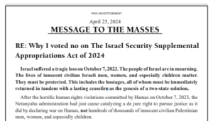 Why I voted no on The Israel Security Supplemental Appropriations Act of 2024
