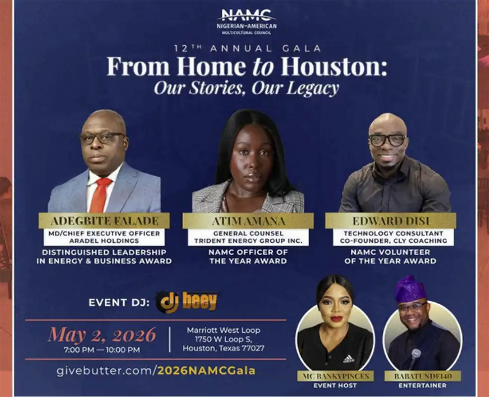 NAMC Announces 12th Annual Fundraising Gala & Awards Saturday, May 2nd: “From Home to Houston: Our Stories, Our Legacy” (Evomah Communications)
