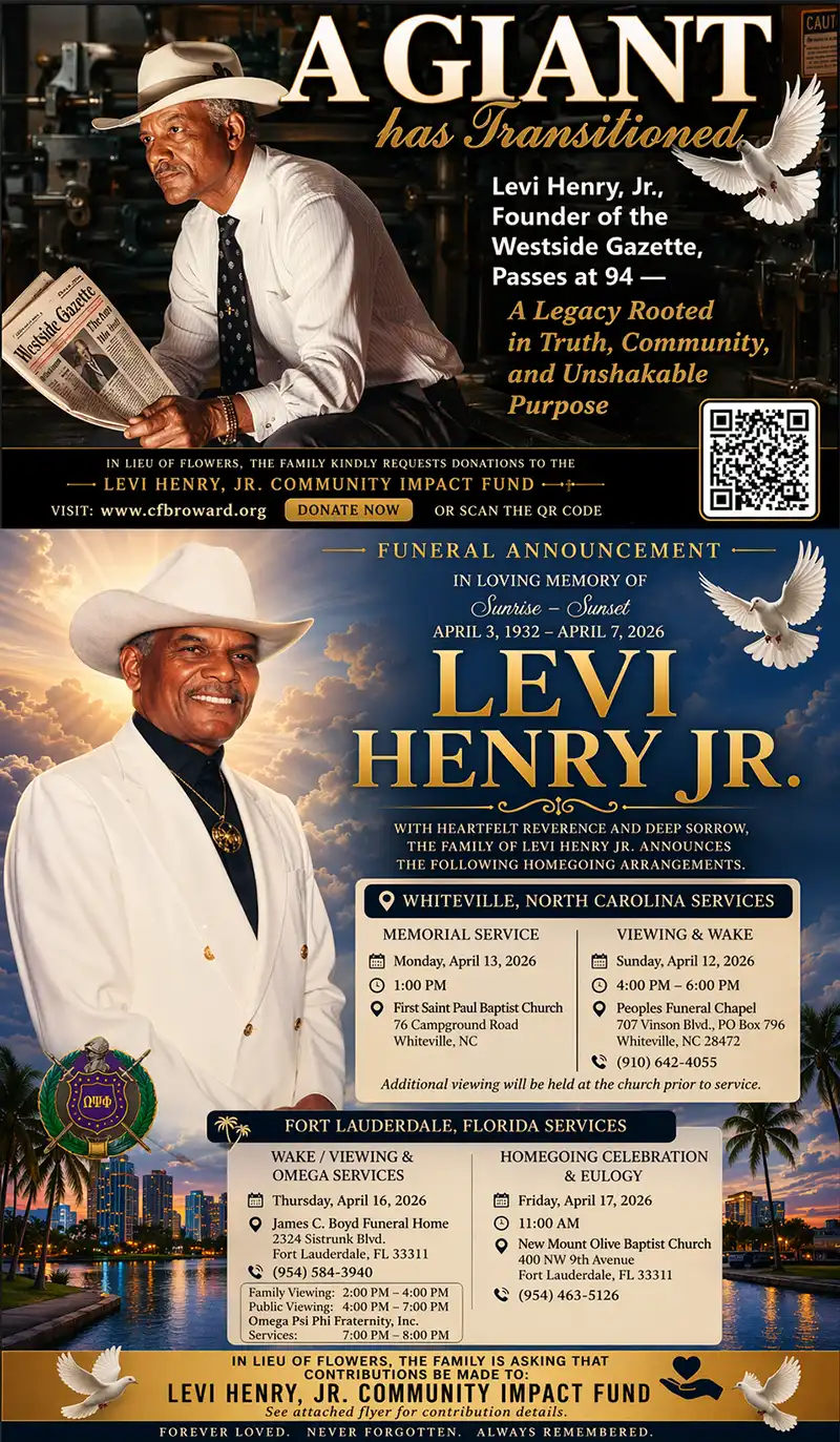 Transition and Home-Going Celebration for Levi Henry, Jr., Founder of the Westside Gazette