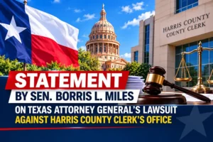 Statement by Sen. Borris L. Miles on Texas Attorney General’s Lawsuit Against Harris County Clerk’s Office